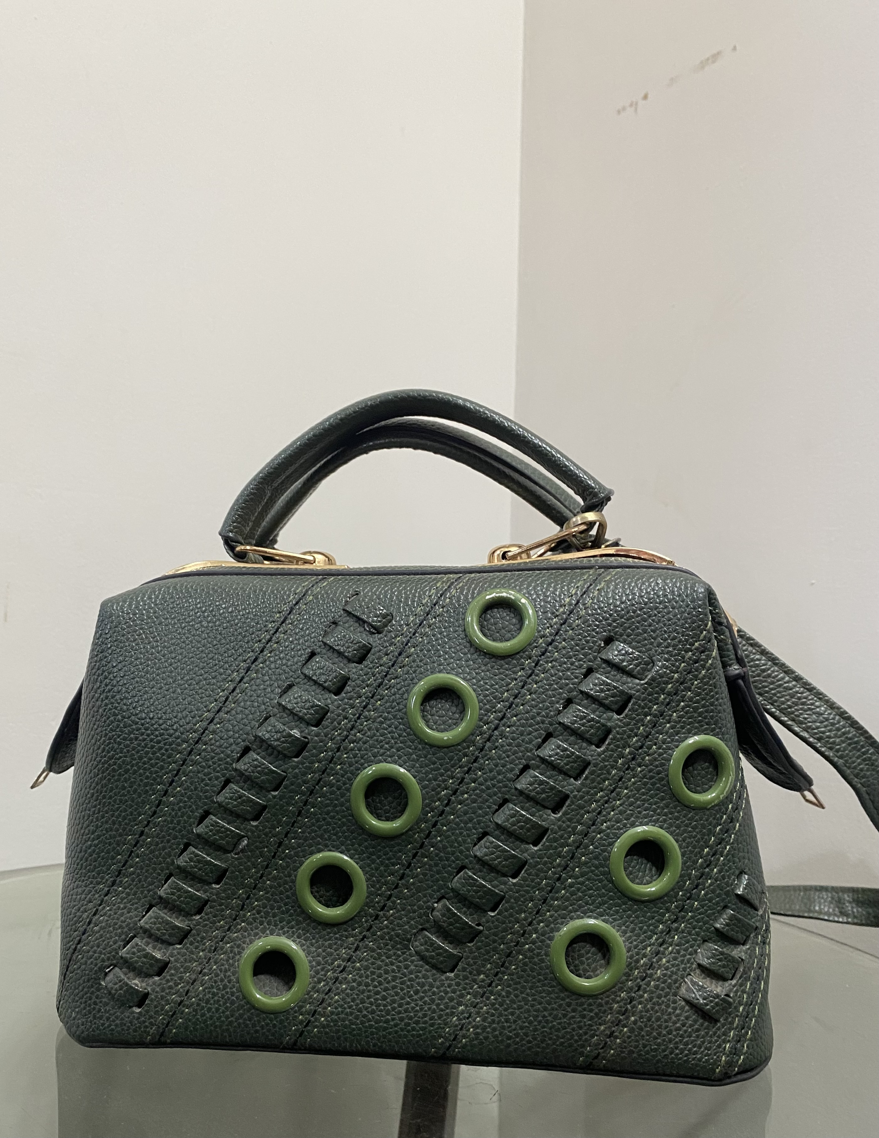 Used Dark Green Handbag - No Damage, With Strap